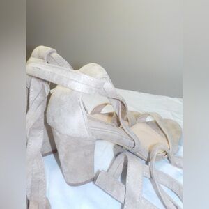 Lace Up Elegant Beige Heels